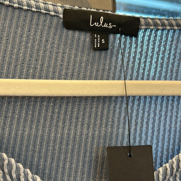 Lulus Required Style Dusty Blue Textured Ribbed Ruched Bodysuit - Size S - Picture 3 of 3